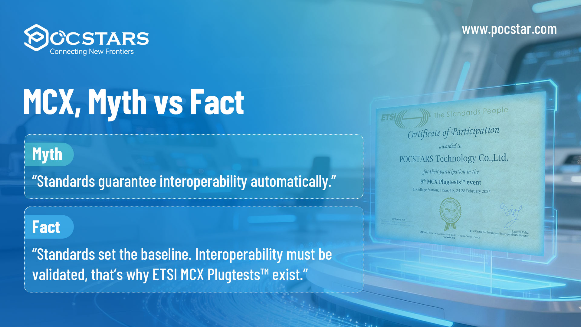 MCX Myth vs Fact Poster 03 MCX Myth vs Fact, standards do not guarantee interoperability automatically